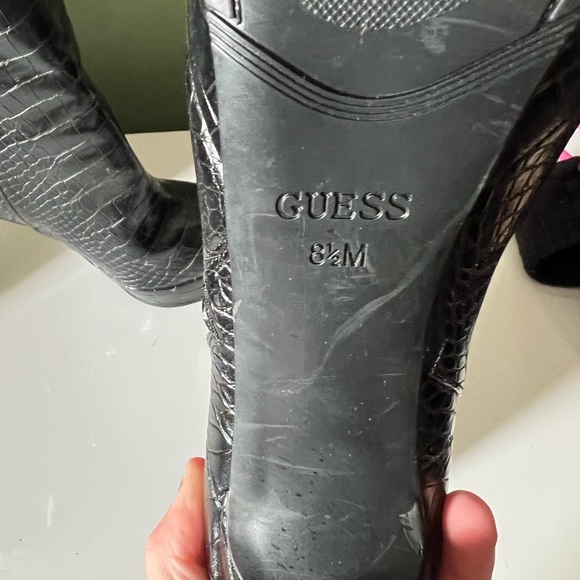 GUESS Dejah Platform Dress Boot Womens black faux leather - Picture 5 of 6